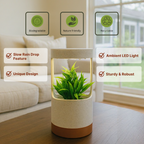 Aura Planter with lush greenery, demonstrating its suitability for various indoor plants.