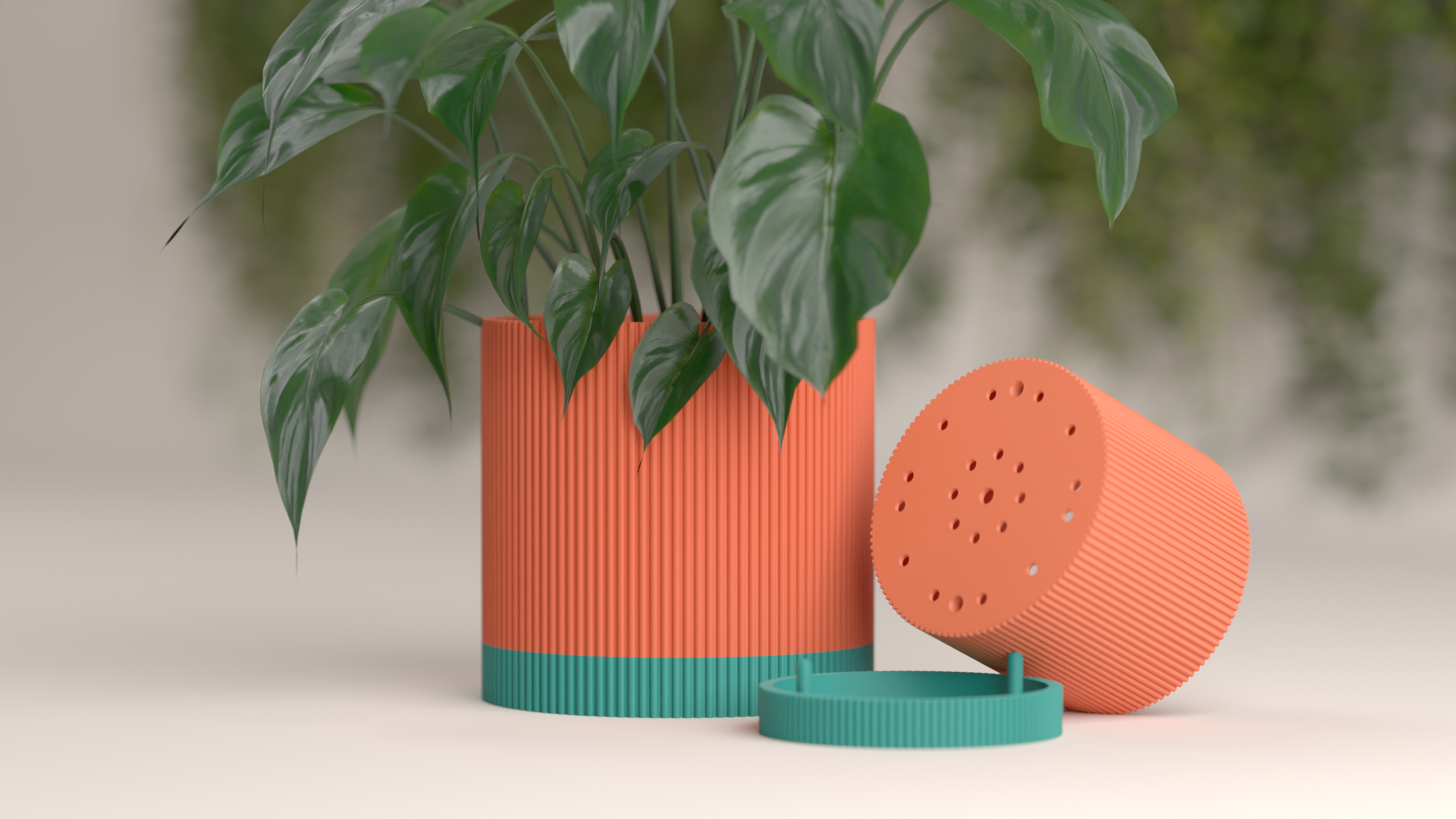 3D Line Textured Pot